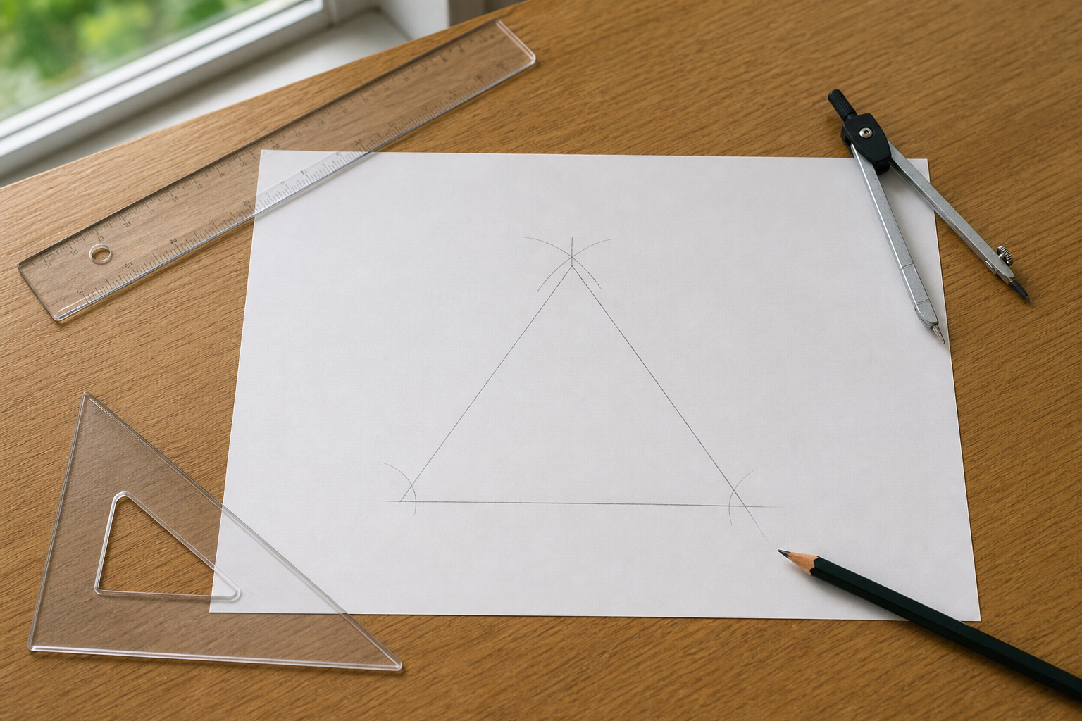 Construire un triangle en CM1 avec la règle et le compas