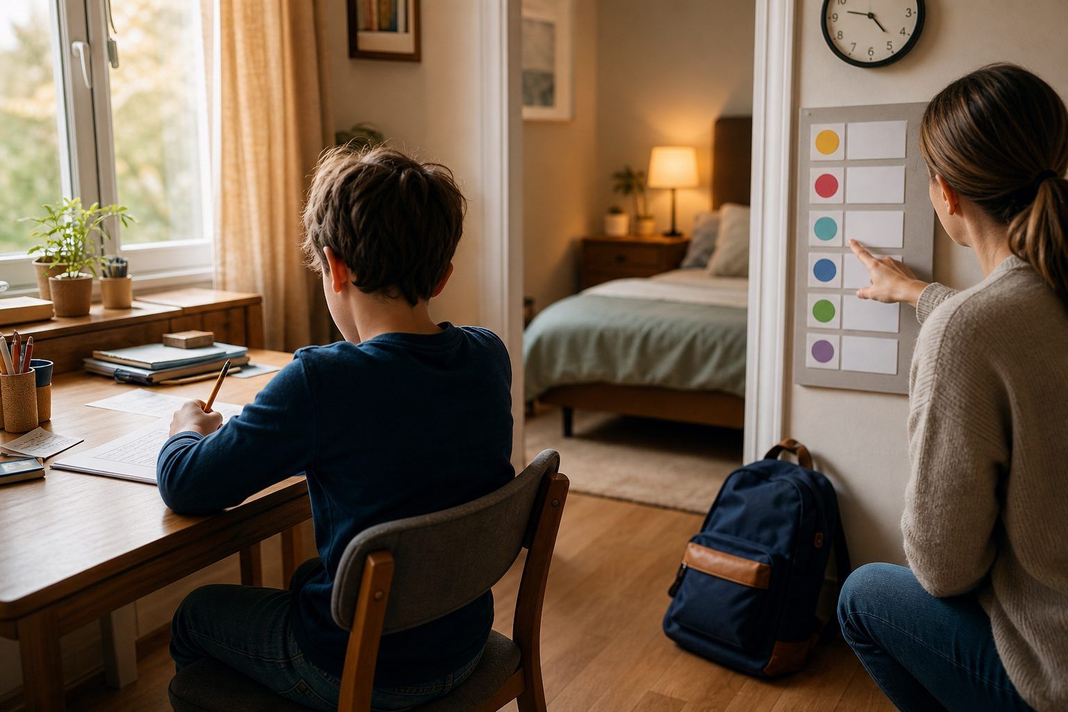 À la maison, installez un cadre prévisible pour les devoirs et le coucher