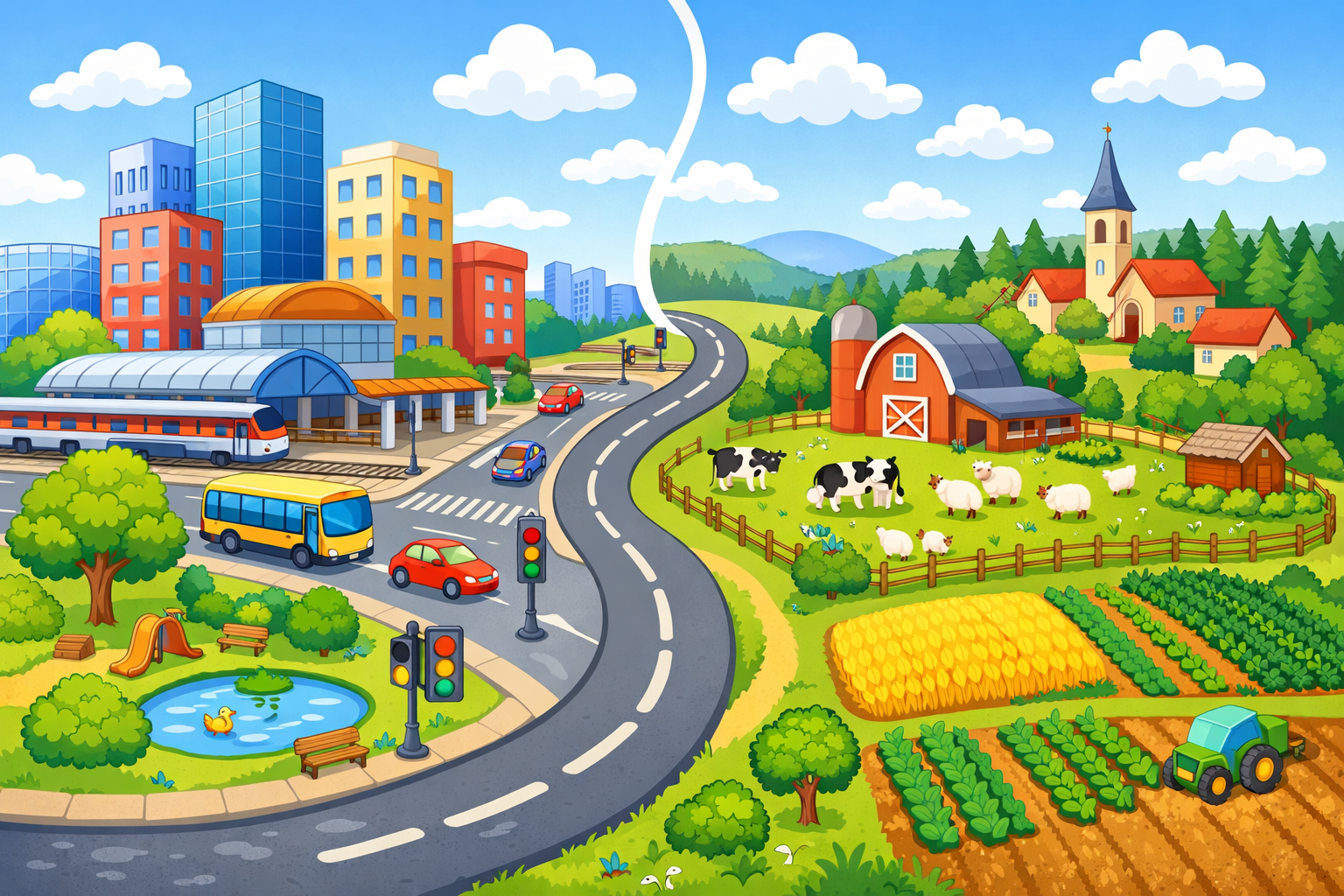 L'espace rural et l'espace urbain : deux environnements différents