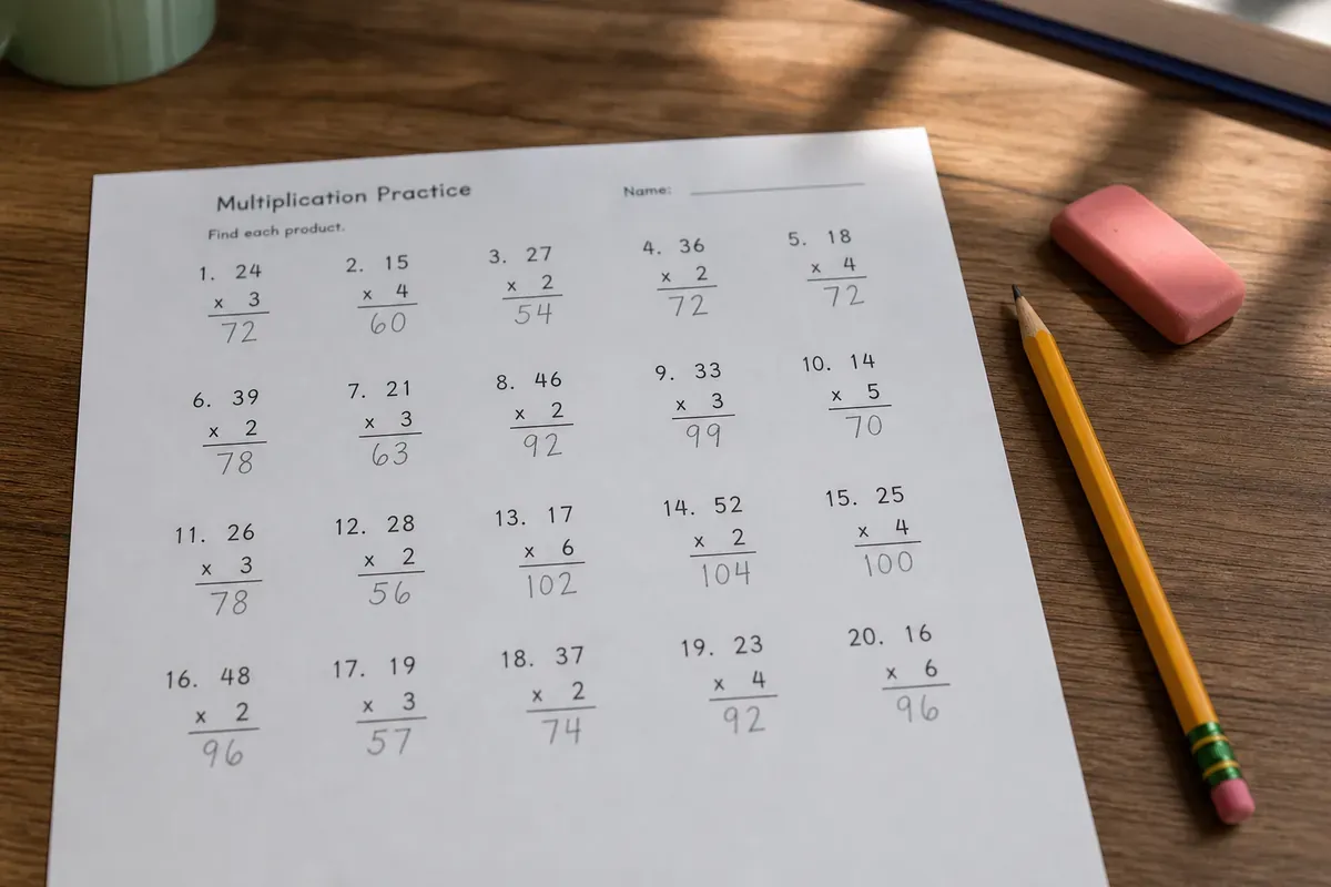 La multiplication posée à un chiffre CE2 s’apprend pas à pas
