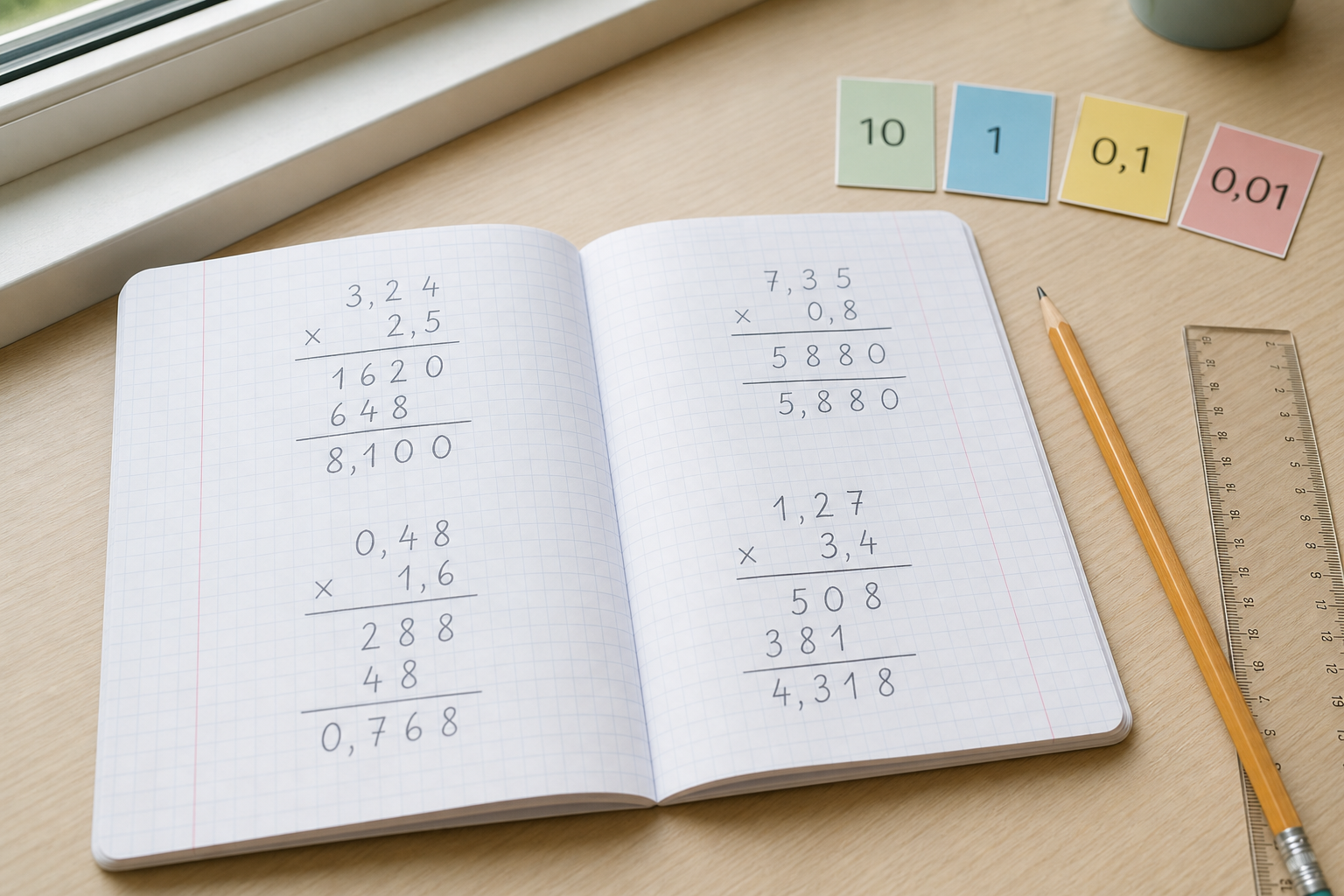 Multiplier un décimal par un entier au CM2 : cours et exercices corrigés