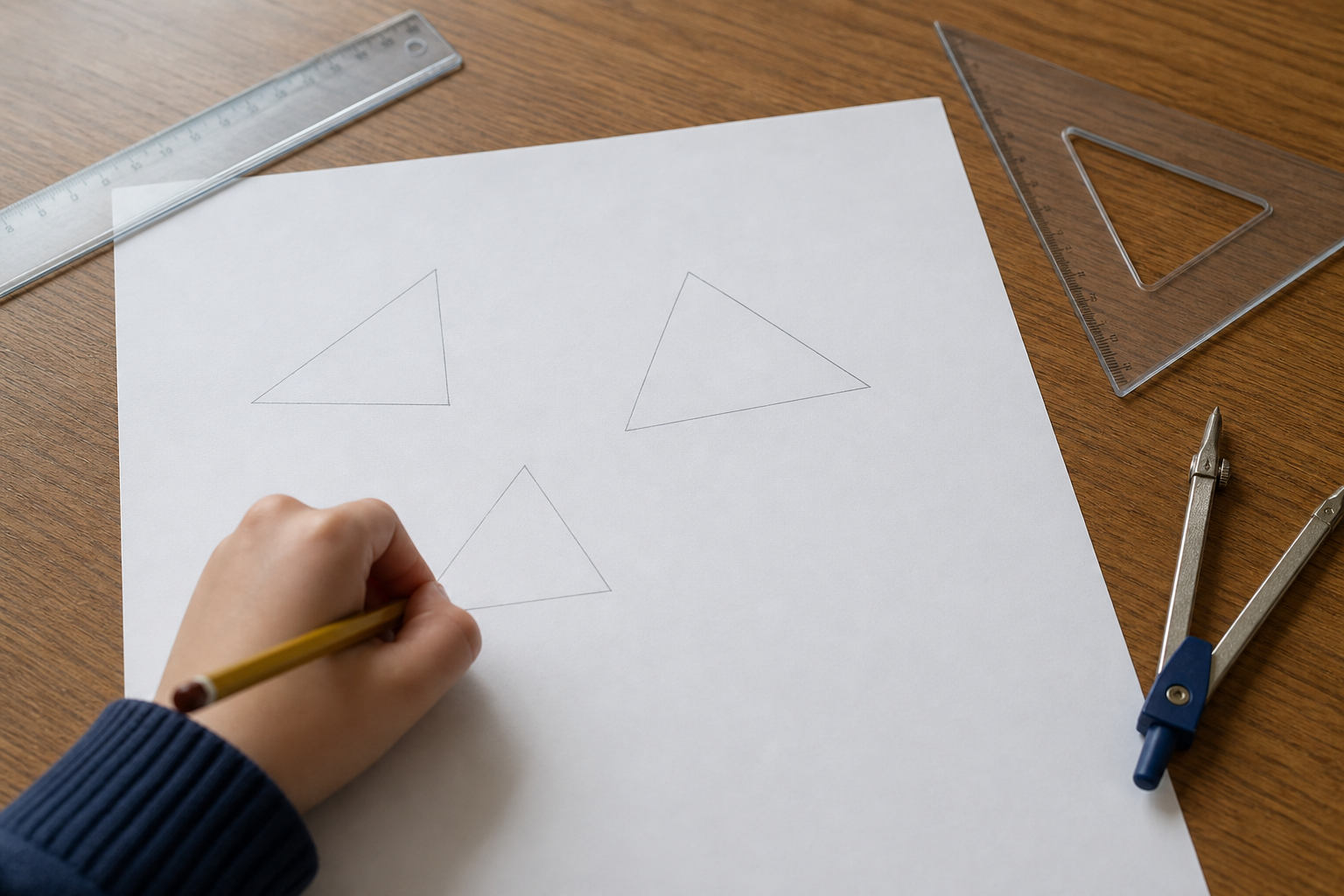 Les élèves apprennent à reconnaître et décrire les triangles en CM1